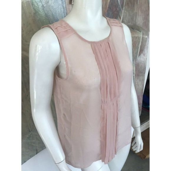 Design History Pale Blush Pink Pleat Front Sleeveless Blouse Top Size Small - Picture 9 of 10